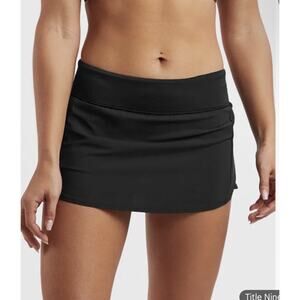 Title Nine Wahine Swim Skirt Black Stretch Pockets Sz L NWT $69